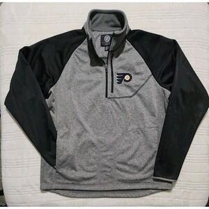 Philadelphia Flyers 1/4 Zip Jacket Large‎ GIII Sports By Carl Banks Gray Black